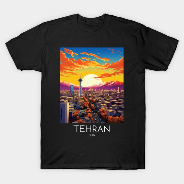 A Pop Art Travel Print of Tehran - Iran T-Shirt by Studio Red Koala